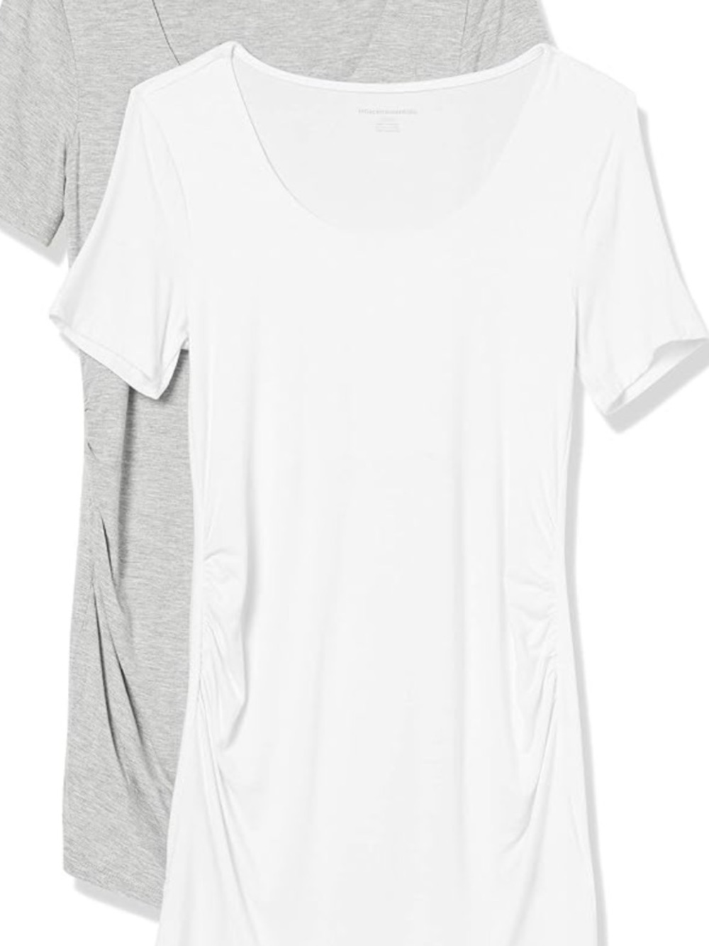 Essentials Scoop Neck Short Sleeve Tunic - White & Gray Heather